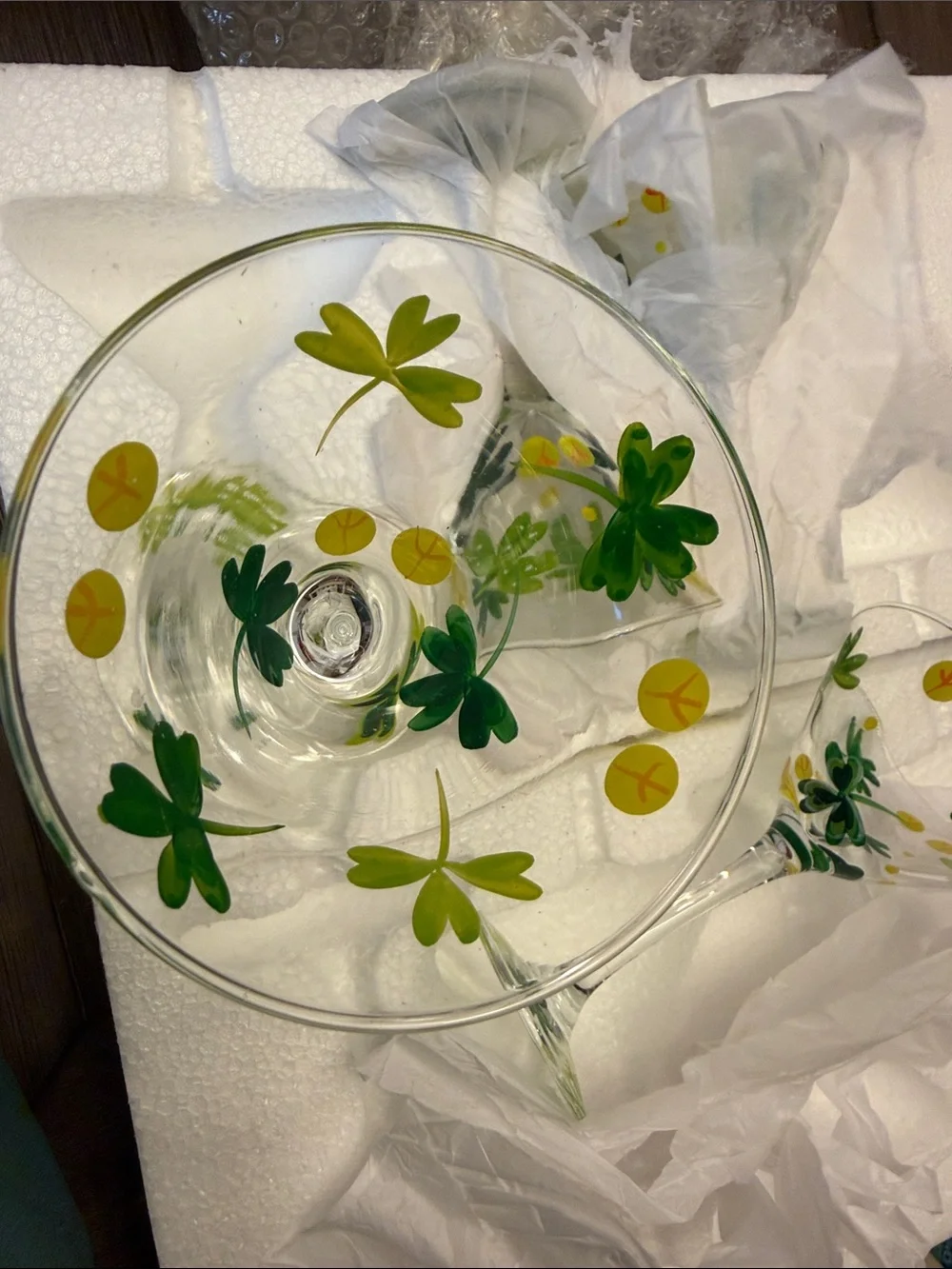 Set Of 4 hand painted st Patrick’s day Martini Glasses new